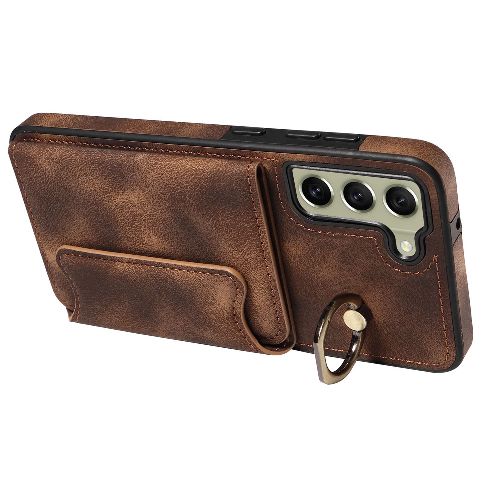 001 For Samsung Galaxy S21 FE 5G PU Leather TPU Cover Card Holder Phone Case with Ring Kickstand 001 For Samsung Galaxy S21 FE 5G PU Leather TPU Cover Card Holder Phone Case with Ring Kickstand
